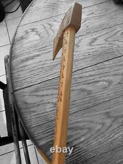 Vintage Wooden Walking Stick Axe 37 Engrave Design Polka Jimmie Brosch