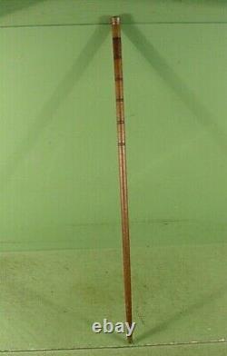 Vintage Wooden Walking Stick Brass Ends 35 Long Pulls Apart Handle Masonic Mark
