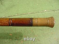 Vintage Wooden Walking Stick Brass Ends 35 Long Pulls Apart Handle Masonic Mark