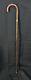 Vintage Wooden Walking Stick Cane With Sterling Silver Molding 36in Very Old