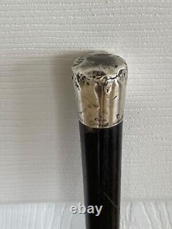 Vintage Wooden Walking Stick Cane with Sterling Silver Top