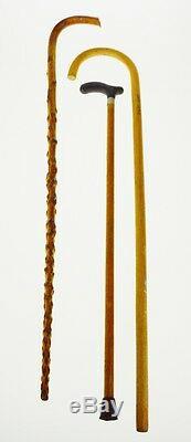 Vintage Wooden Walking Sticks Canes Set of 3