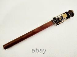 Vintage Working Brass Steam Engine Handle Wooden Walking Stick Cane 38 Inch
