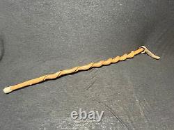 Vintage twisted wood antler handle walking stick cane 36