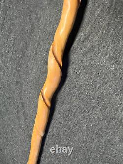 Vintage twisted wood antler handle walking stick cane 36