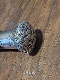 Vtg Sterling Silver Birmingham Dalman & Narborough Floral Repousse Walking Cane