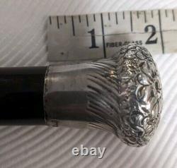 Vtg Sterling Silver Birmingham Dalman & Narborough Floral Repousse Walking Cane