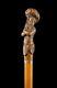 Walking Stick With Figurativ Wooden Grip, Carved As A Man Wearin
