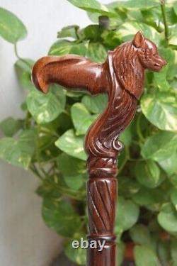 WALKING STICK, Wolf Carved Cane Wooden Walking Stick Cane handmade wood crafted