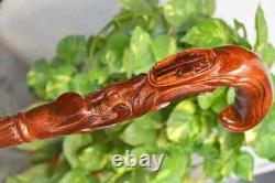 WALKING STICK Wooden Hand carved Cane Wood carved crafted Halloween gift