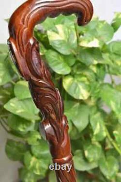 WALKING STICK Wooden Hand carved Cane Wood carved crafted Halloween gift