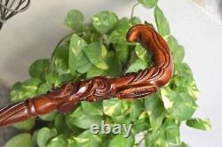 WALKING STICK Wooden Hand carved Cane Wood carved crafted Halloween gift best 2
