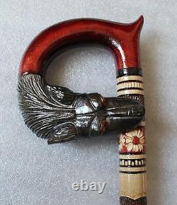 WOLF'S BITE 36 Gorgeous Hand Carved Wooden Linden WALKING STICK Cane Ukraine