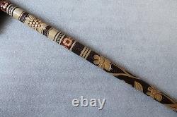 WOLF'S BITE 36 Gorgeous Hand Carved Wooden Linden WALKING STICK Cane Ukraine