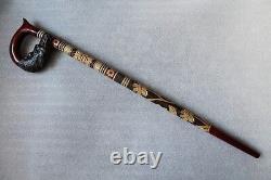 WOLF'S BITE 36 Gorgeous Hand Carved Wooden Linden WALKING STICK Cane Ukraine