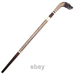 Walking Cane Carved Teak Wood Solid Wooden Light Weight 37' Carving Stick