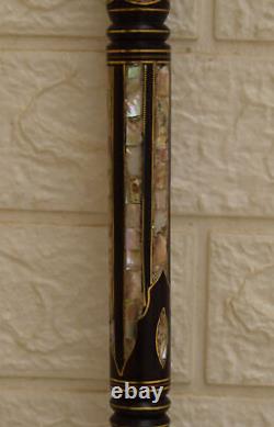 Walking Cane, Handmade 36 Mother of Pear Inlaid Ebony Wooden Stick Cane, 92 cm