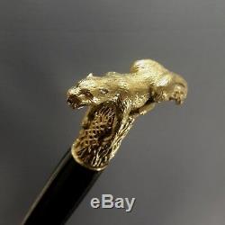 Walking Cane Stick Wooden Handmade Bronze Panther Jewelry Casting @ Panther @