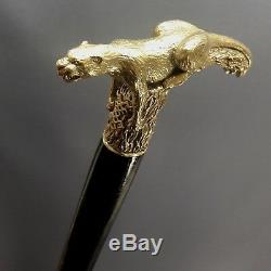 Walking Cane Stick Wooden Handmade Bronze Panther Jewelry Casting @ Panther @