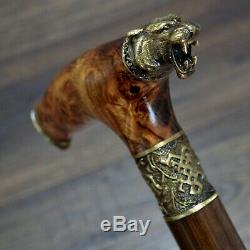 Walking Cane Walking Stick Wood Bronze Stabilized Wooden BURL Handmade Tiger