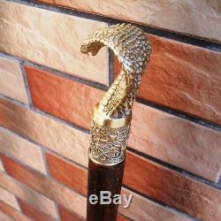 Walking Stick Bronze Cobra Cane Wooden Handmade Men's Accessories Cane