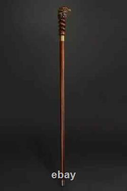 Walking Stick Cane Eagle Head Handle Wooden Hand Carved Handmade Hiking Stick