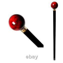 Walking-Stick-Cane Wooden Handmade with Handle Gift Red Ball Walking-Cane Canes