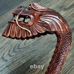 Walking Stick Cane Wooden Walking Cane Handmade Hand Carving Dragon old