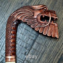 Walking Stick Cane Wooden Walking Cane Handmade Hand Carving Dragon old