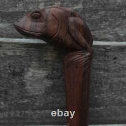 Walking Stick Cane Wooden Walking Cane Handmade Hand Carving Frog Head Style