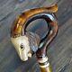 Walking Stick Cane Wooden Walking Cane Handmade Hand Carving Goat Brown