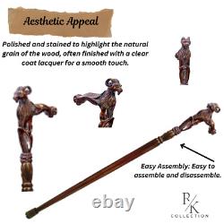 Walking Stick Carved Wooden Goat Artisan Cane Handmade Exclusive Victorian