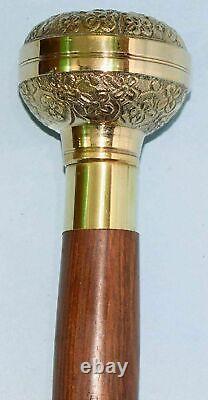 Walking Stick Wooden Cane Derby Brass Handle Gift Vintage Head Antique Victorian