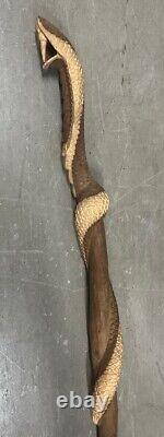 Walking Stick Wooden Hand Carved Snake Walking Cane Cobra Stick 47inches