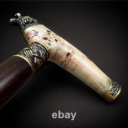 Walking Stick Wooden Walking Cane Stabilized Poplar Cottonwood Burl Handle M66