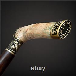 Walking Stick Wooden Walking Cane Stabilized Poplar Cottonwood Burl Handle M66