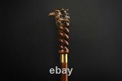 Walking Wooden Stick Handle Cane Eagle Designer Vintage Handmade Designer Gift