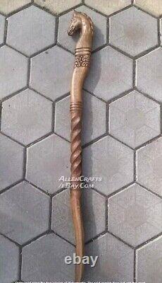 Walking stick 34 Design Horse Carving Stick cane wooden handmade Carving