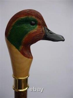 Walking stick Teal bird handle hand carved walking cane teal wooden stick gift A