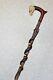 Walking Stick Cane American Eagle & Snake Carved Handle And Staff Wooden Cane