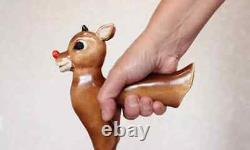 Walking stick reindeer handle hand carved walking cane deer wooden unique gift