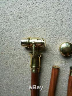 Walking stick wooden with built-in telescope