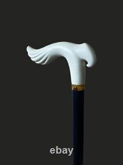 White Bird Cane Walking Stick Wood Wooden Cane Handcarved Carving Handmade