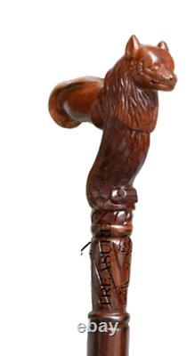 Wolf Carved Wooden Walking Stick Cane Cane handmade wood crafted comfortable han