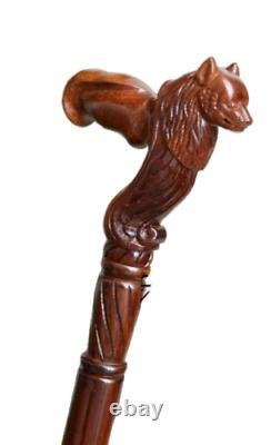 Wolf Carved Wooden Walking Stick Cane Cane handmade wood crafted comfortable han