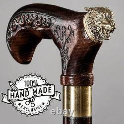 Wolf Exclusive Wooden Cane, Handmade Walking Stick for Gift Unisex