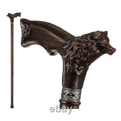 Wolf Head Handle Walking Cane Stick Hand Carved Wooden Walking Stick X Mass A