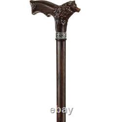 Wolf Head Handle Walking Cane Stick Hand Carved Wooden Walking Stick X Mass A