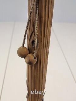 Wood Hand Carved 56 Walking Stick/Cane Folk Art Carved Bear withstick and Racoon