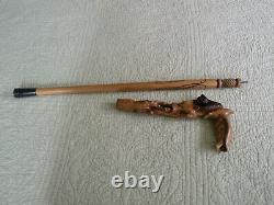 Wooden Bear Walking Stick / Hand Carved Wood Crafted Hiking Staff